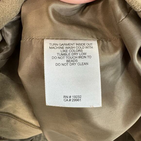 Alfred Dunner Lightweight Faux Suede Jacket Studded Zipper Front Tan Size 10 - Picture 9 of 9